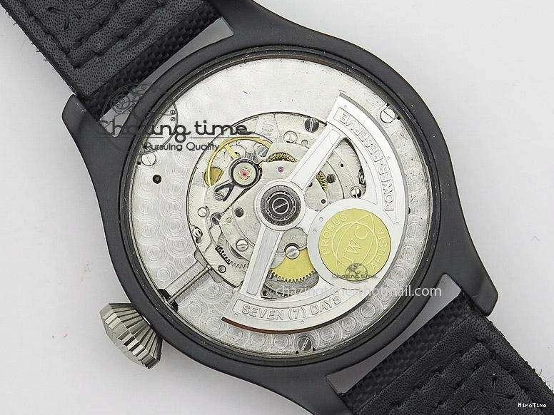 MIROTIME 0417 Durable Big Pilot 5019 Ceramic Case Black Dial Green Markers Asian 23J 7396